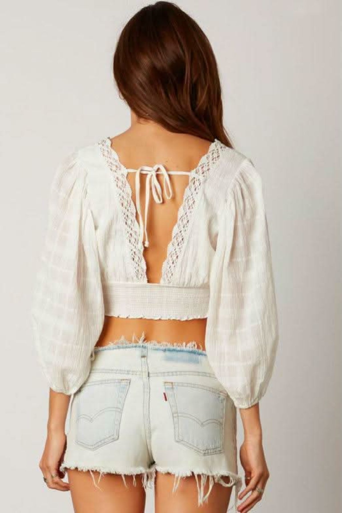 Lola White Lace Crop Top