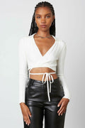 Don't Overthink It White Wrap Crop Top
