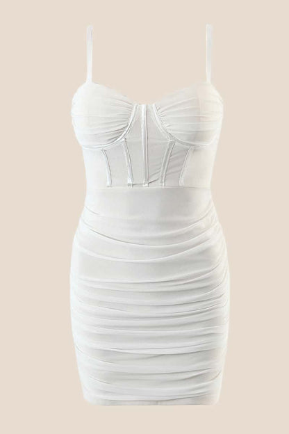 Light Blue Corset Ruched Tight Mini Dress
