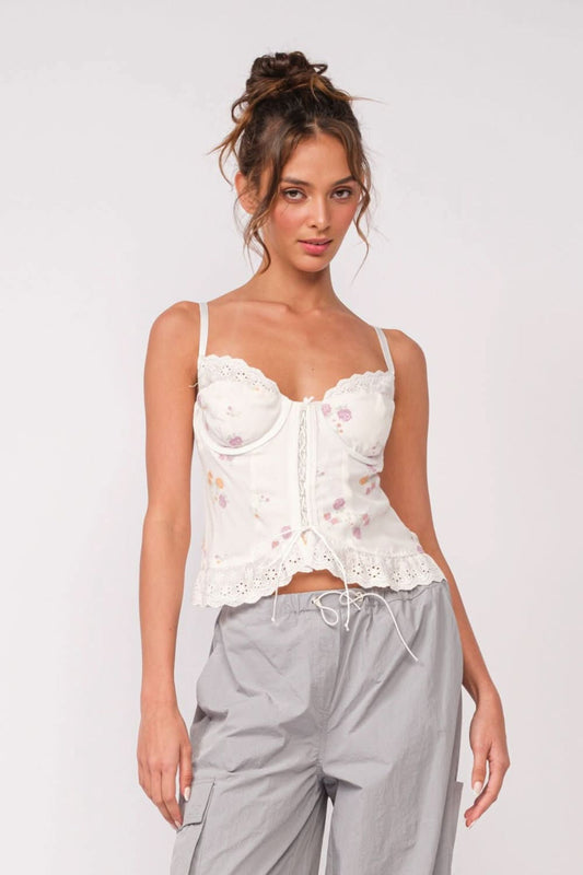 Hard to Ignore White Floral Corset Top