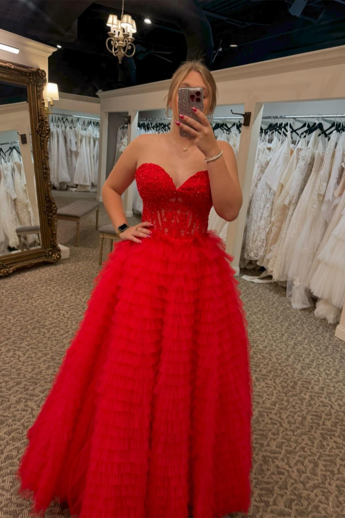 Light Blue Appliques A-line Tiered Ruffles Formal Gown